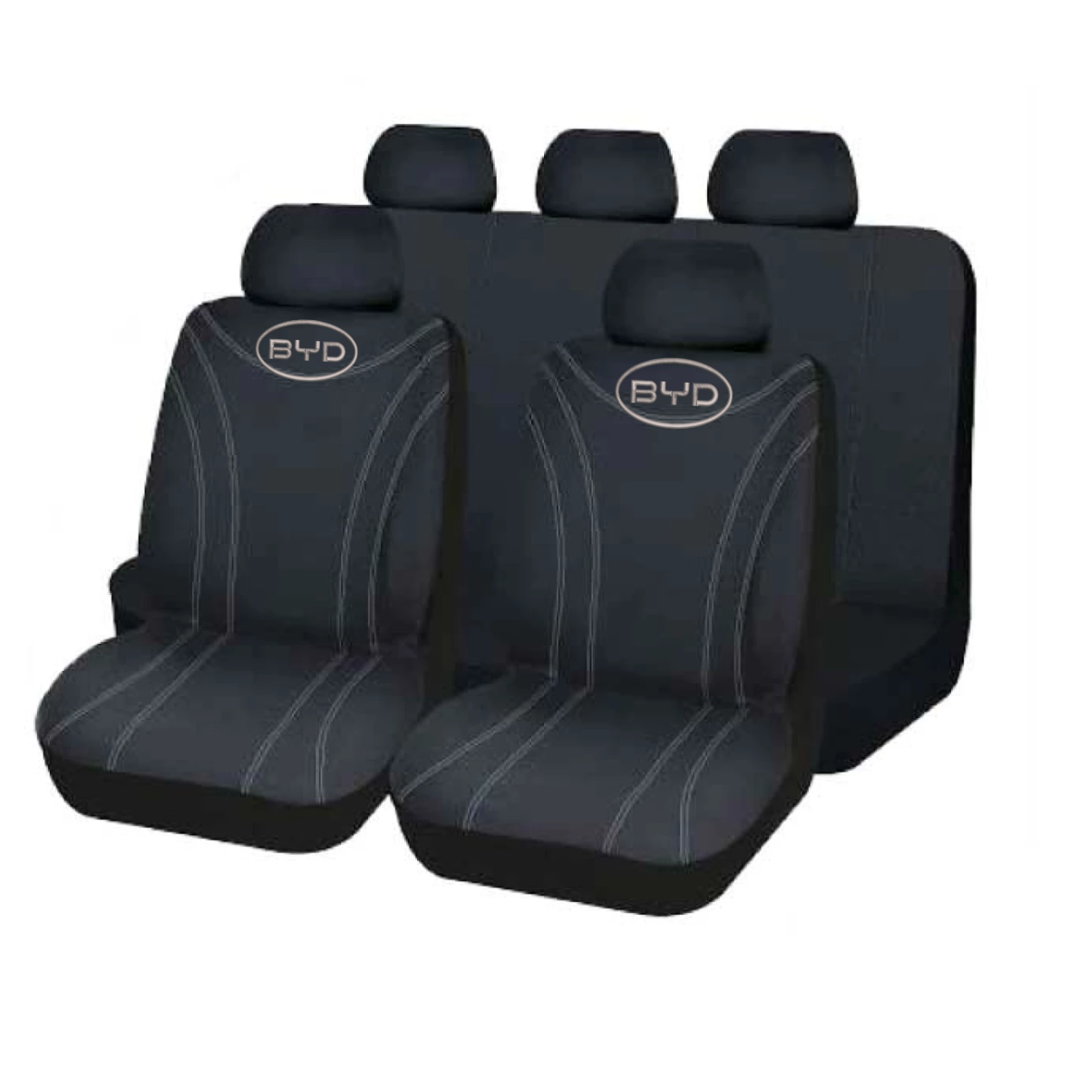 Cubre Asiento Tela Negro Logo BYD Bordado 9 Piezas Autoplus Accesorios