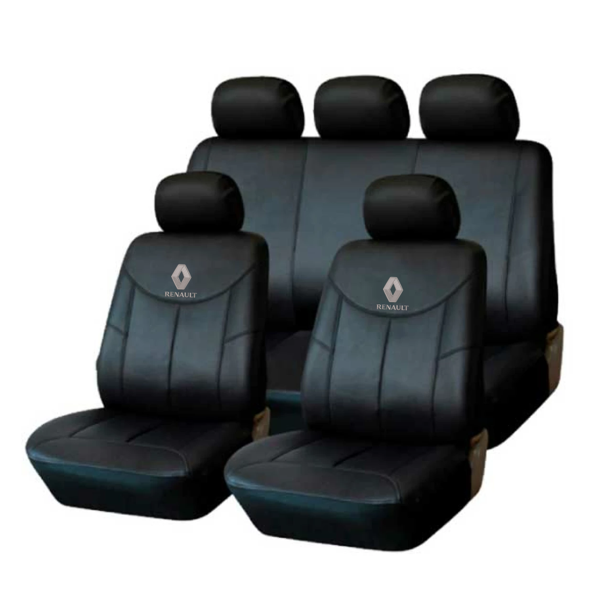 Cubreasiento De Ecocuero Negro Logo Renault Bordado 11 Piezas