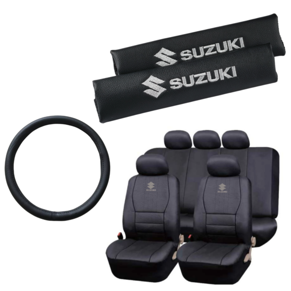 Funda Ecocuero Y Cubre Cinto Logo Suzuki + C. Volante – Autoplus Accesorios